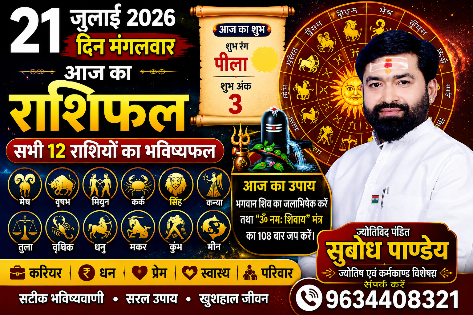 21 जुलाई 2026, मंगलवार का दैनिक राशिफल