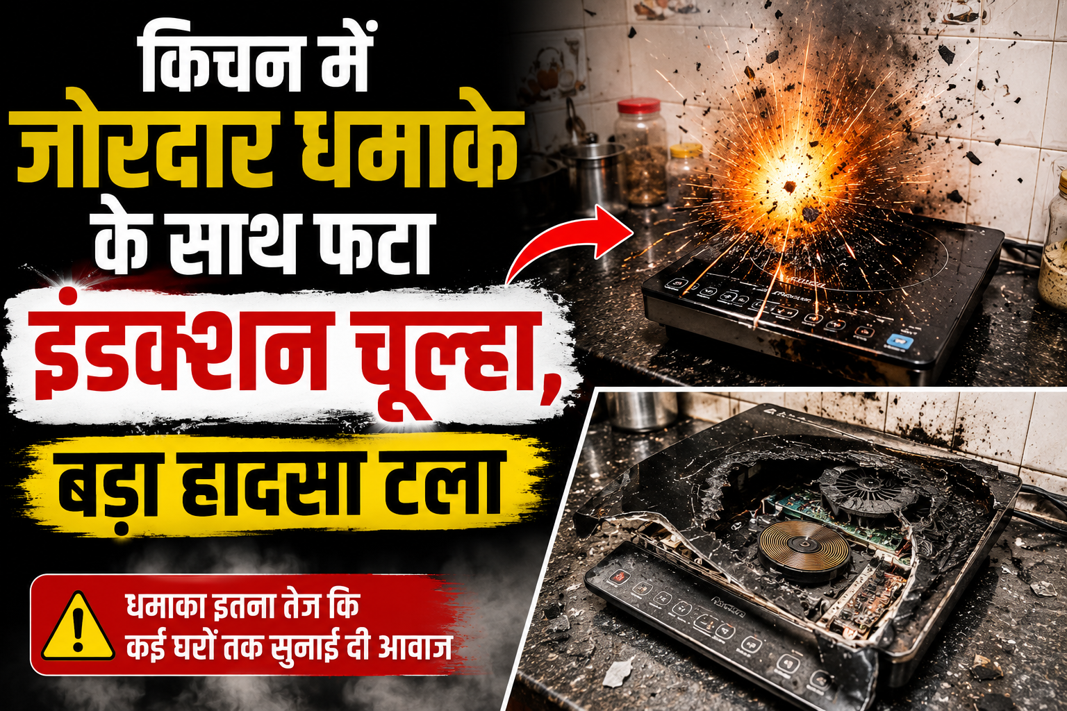 किचन में जोरदार धमाके के साथ फटा इंडक्शन चूल्हा, बड़ा हादसा टला