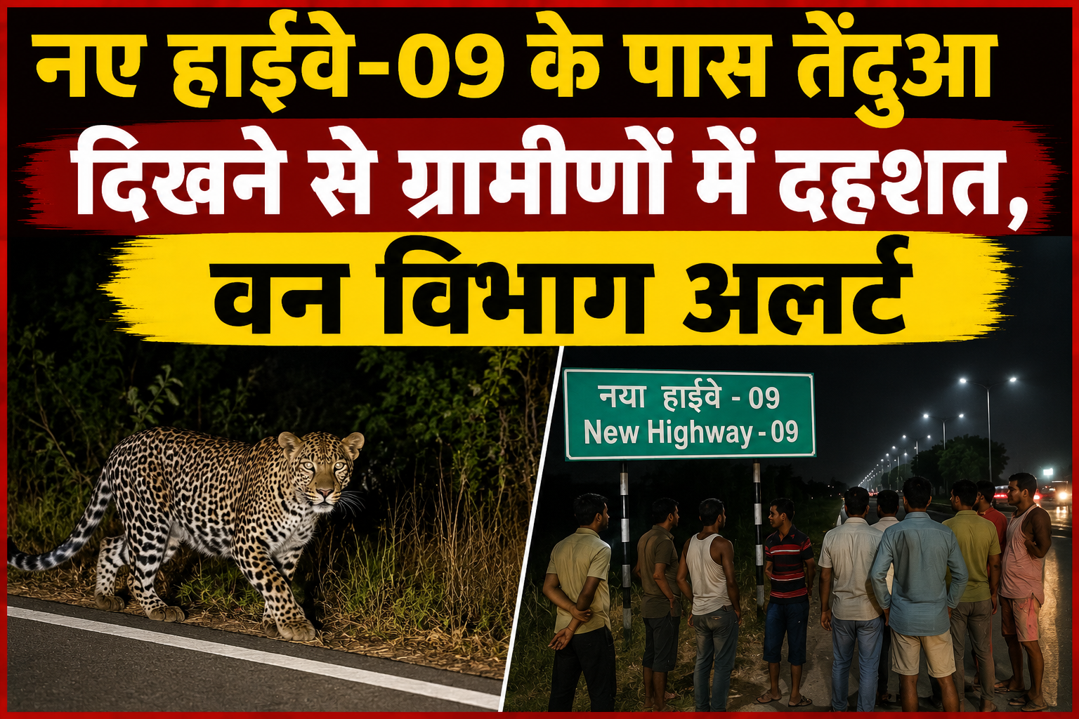 नए हाईवे-09 के पास तेंदुआ दिखने से ग्रामीणों में दहशत, वन विभाग अलर्ट