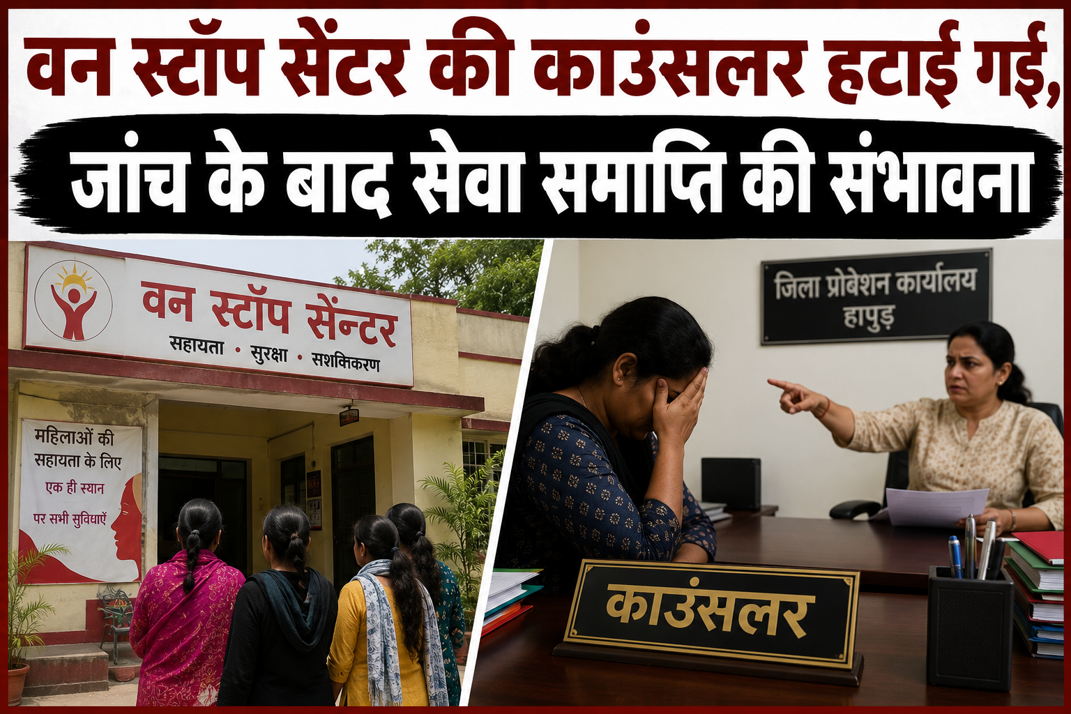 वन स्टॉप सेंटर की काउंसलर हटाई गई, जांच के बाद सेवा समाप्ति की संभावना
