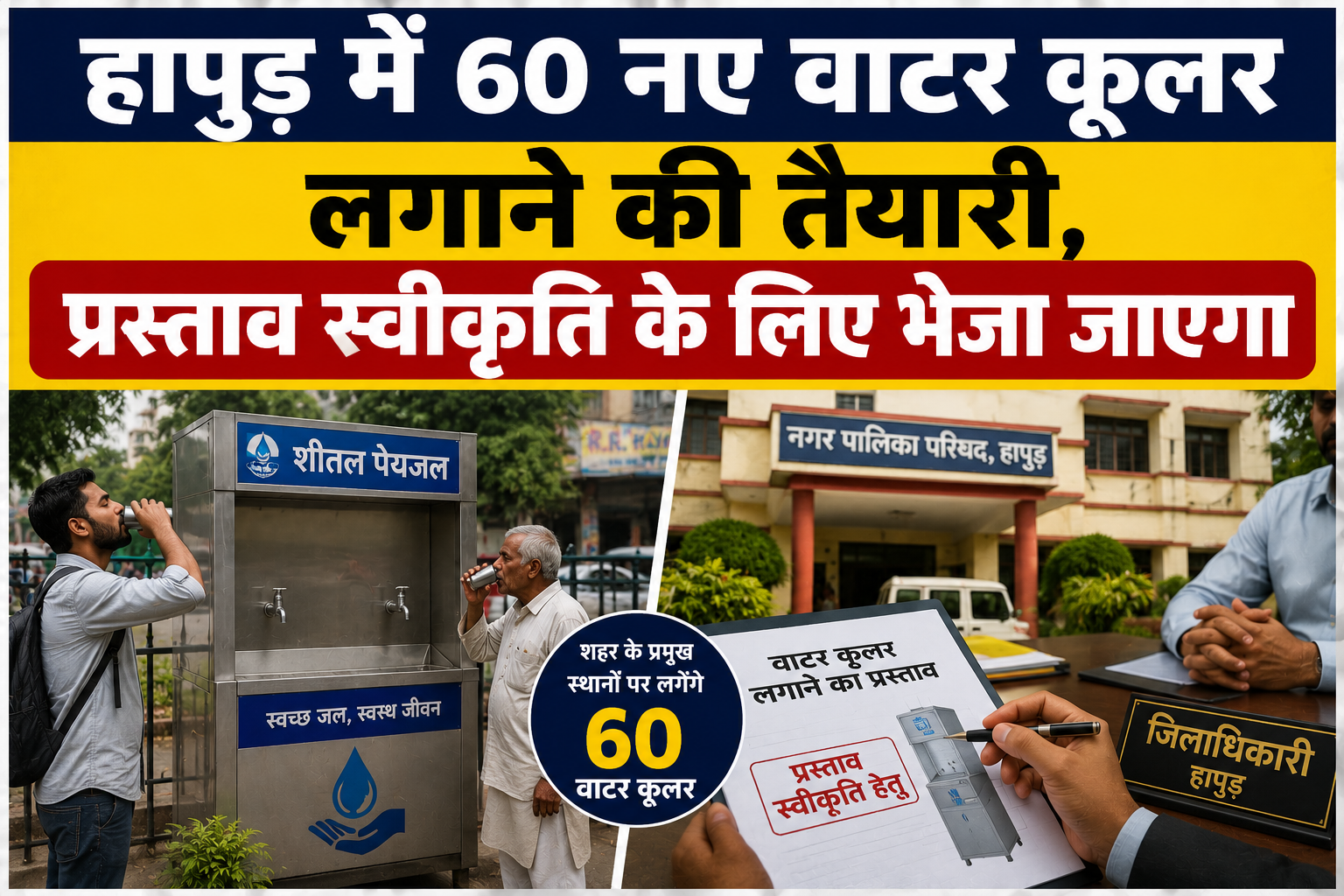 हापुड़ में 60 नए वाटर कूलर लगाने की तैयारी, प्रस्ताव स्वीकृति के लिए भेजा जाएगा