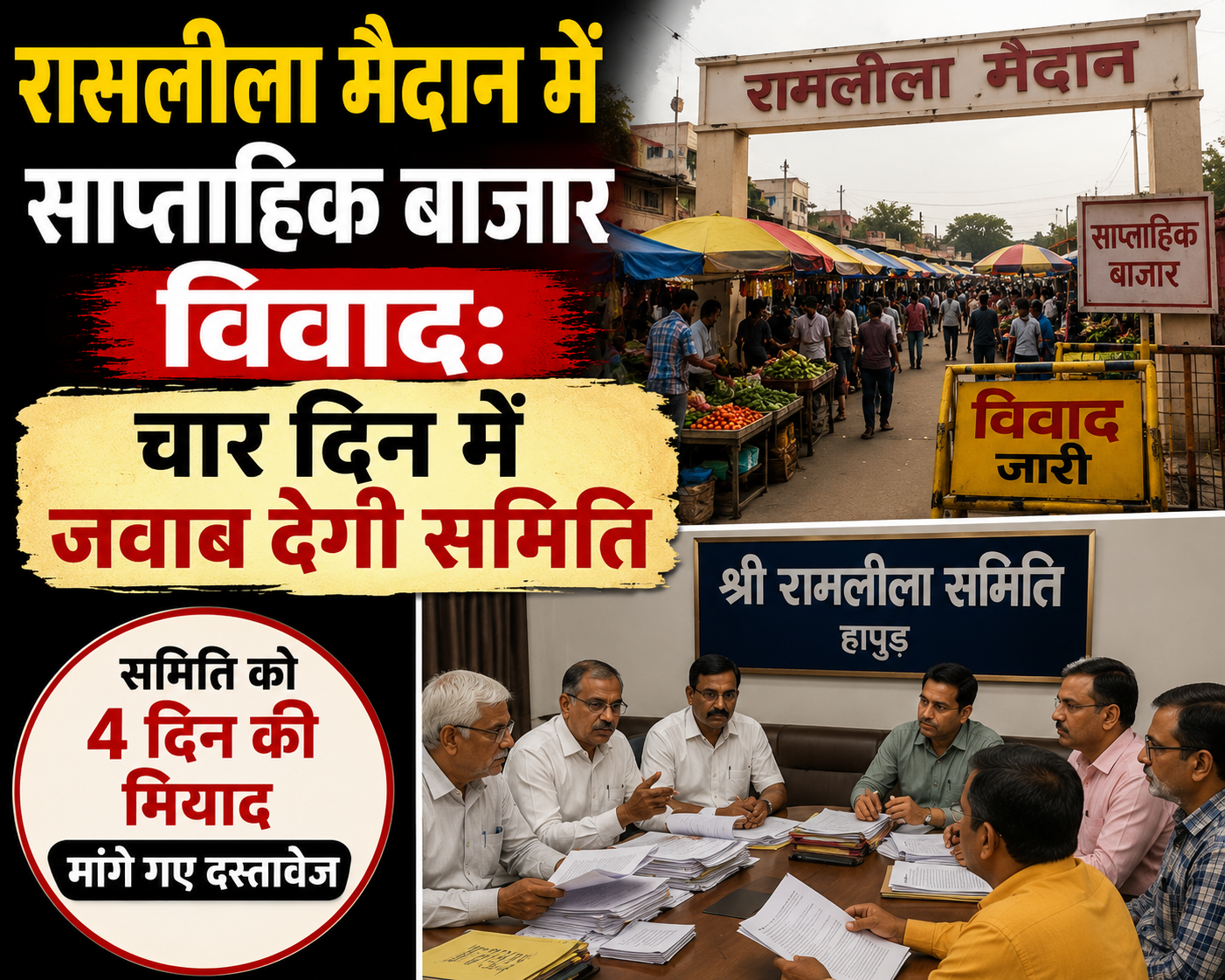 रामलीला मैदान में साप्ताहिक बाजार विवाद: चार दिन में जवाब देगी समिति