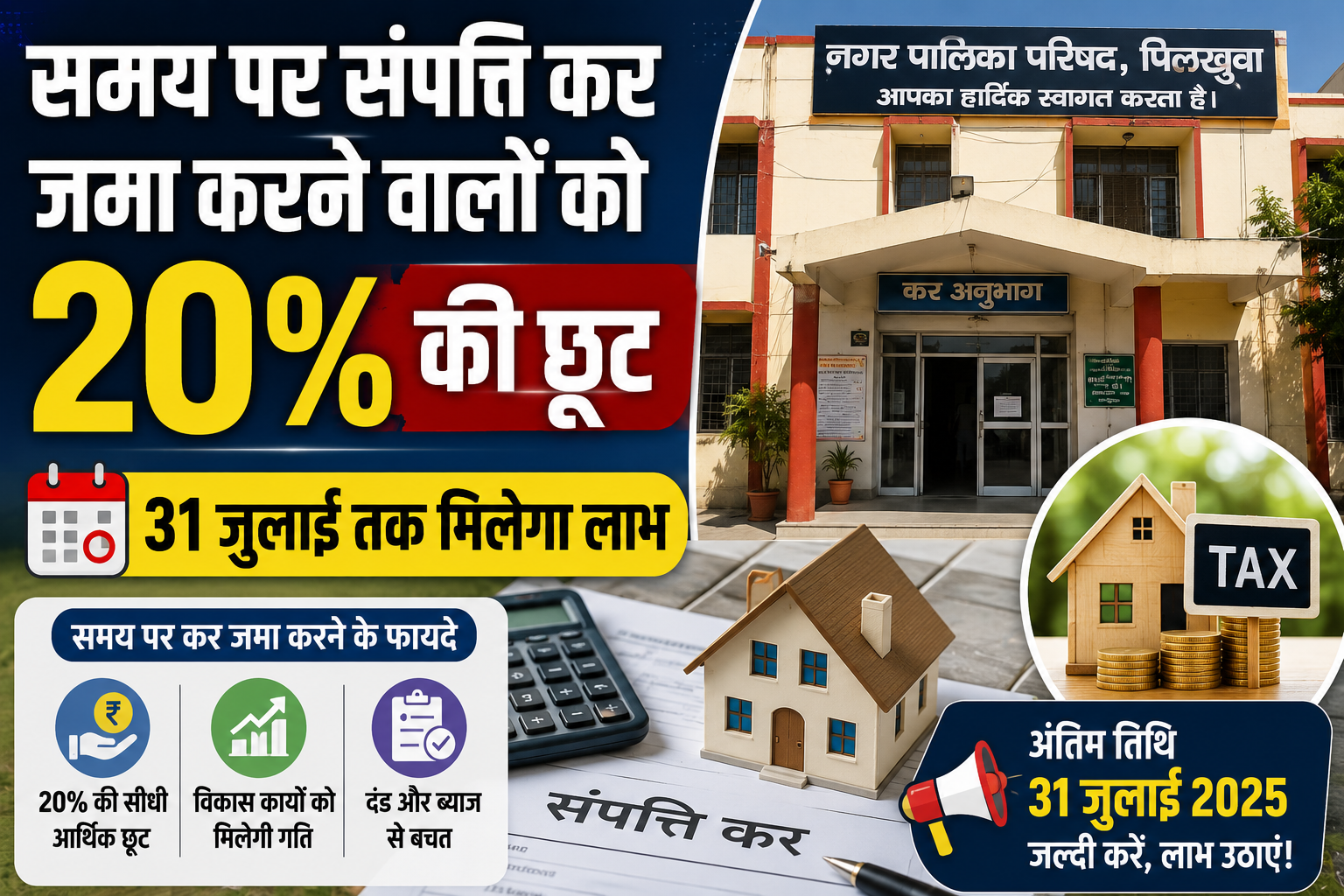 समय पर संपत्ति कर जमा करने वालों को 20% की छूट, 31 जुलाई तक मिलेगा लाभ