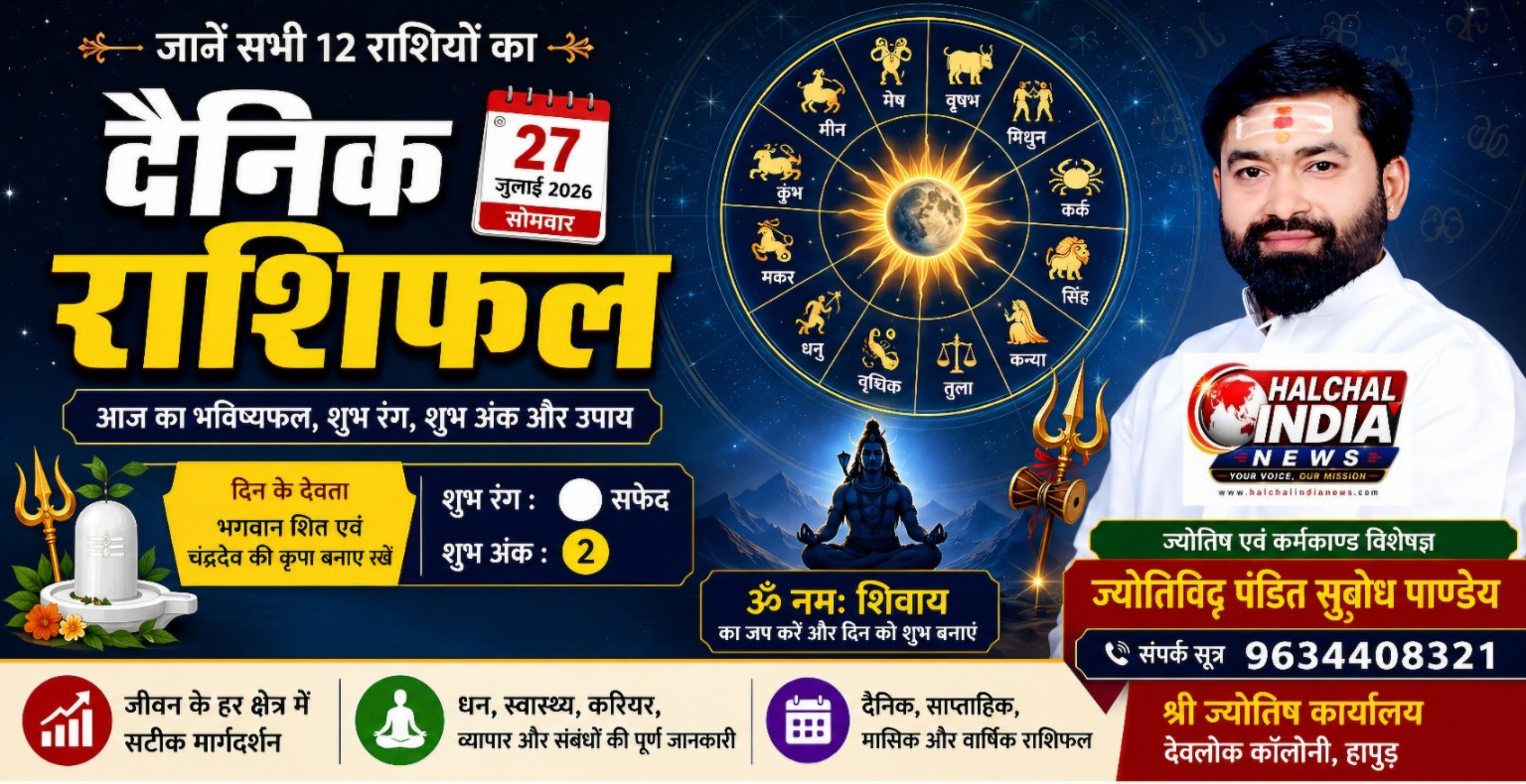 27 जुलाई 2026, सोमवार का दैनिक राशिफल